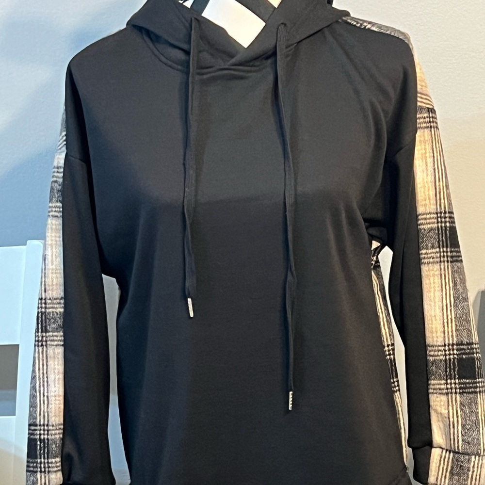 Black plaid hoodie